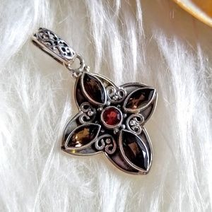 Orissa Rhodolite & Amethyst Sterling Silver Cross Pendant